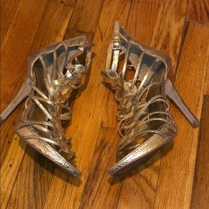 Gold strap up heels